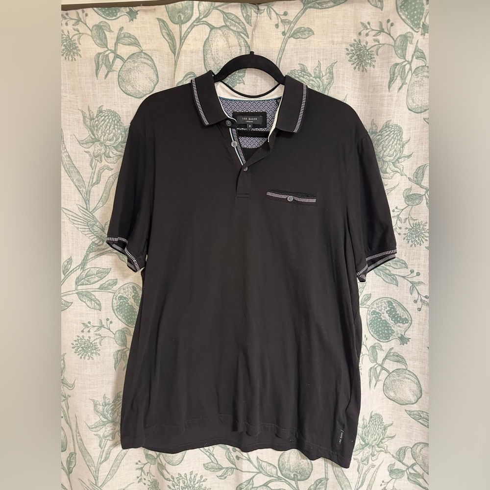 Ted Baker Men's Black Polo Shirt - Size 5 (Large/XL)